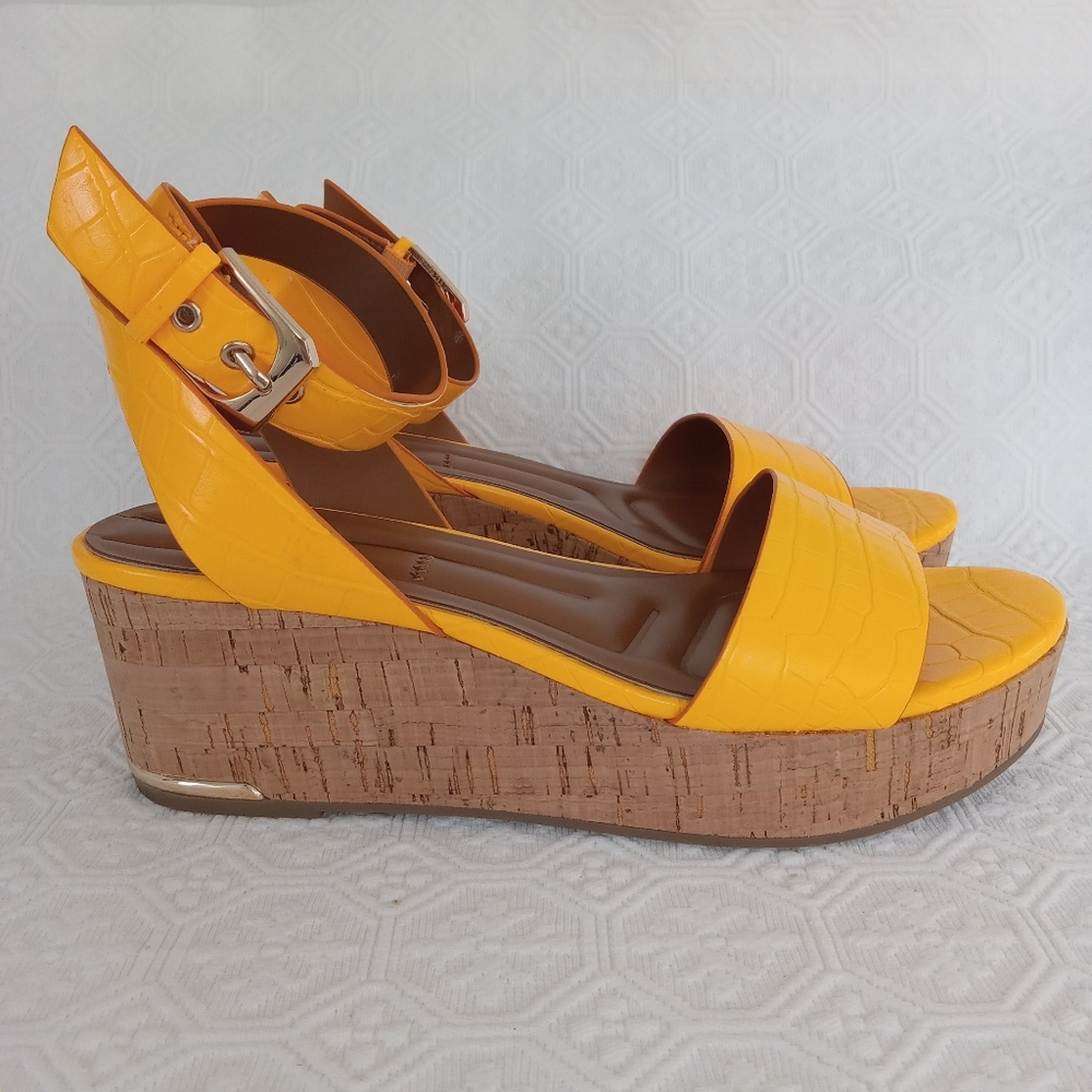 FRANCO SARTO 'Presley' Women's Wedge Sandal in Bright Yellow/Orange Size 8